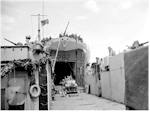 LST 282 unloading jeep at Normandy